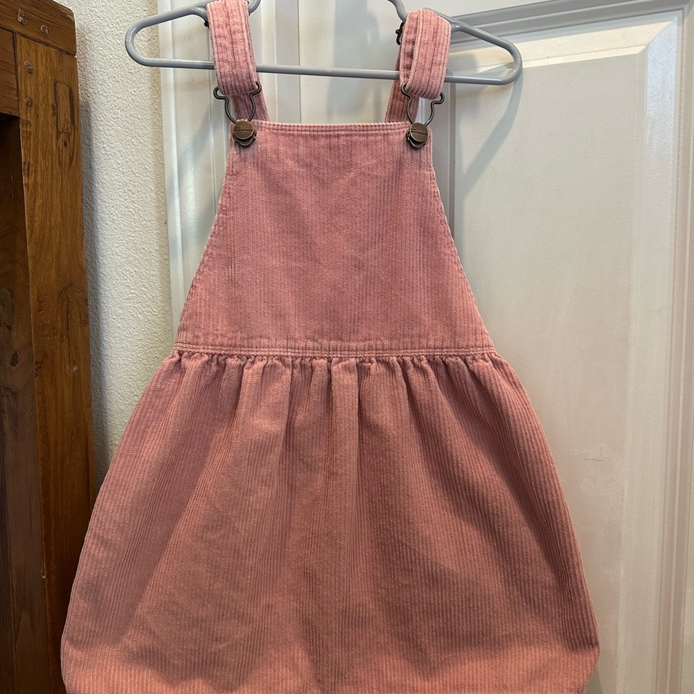 Zara Pink Corduroy Kids Overall Dress